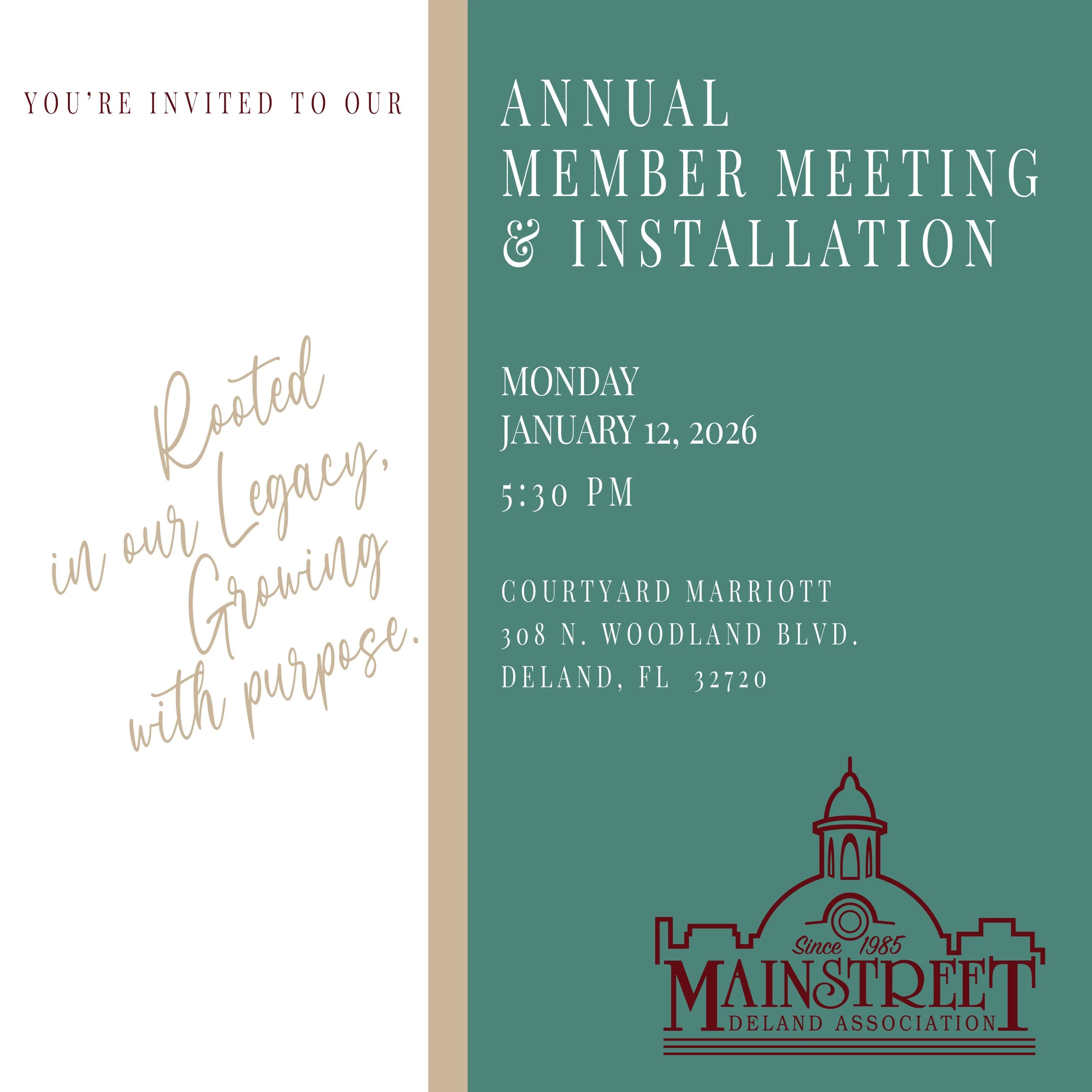 2026 MainStreet DeLand Association Annual Meeting & Installation