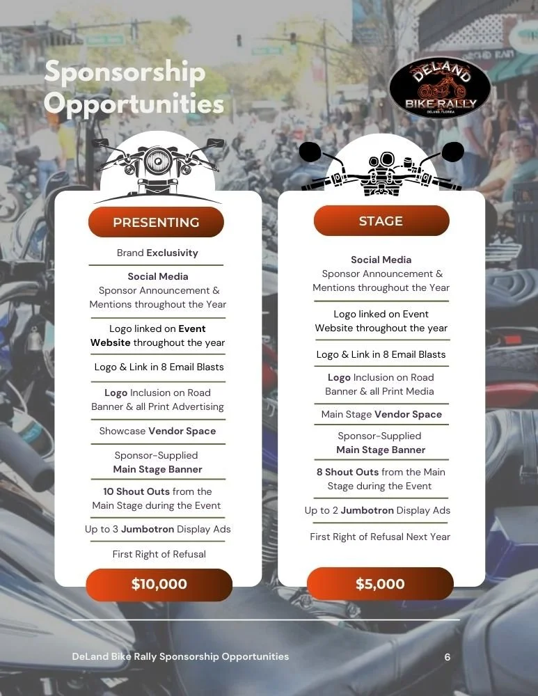 DeLand Bike Rally Sponsorships