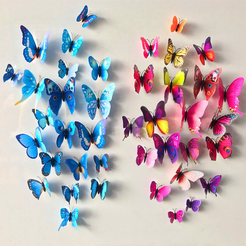 grot Walging brandwond 3D muursticker 12 vlinders — Xantifee