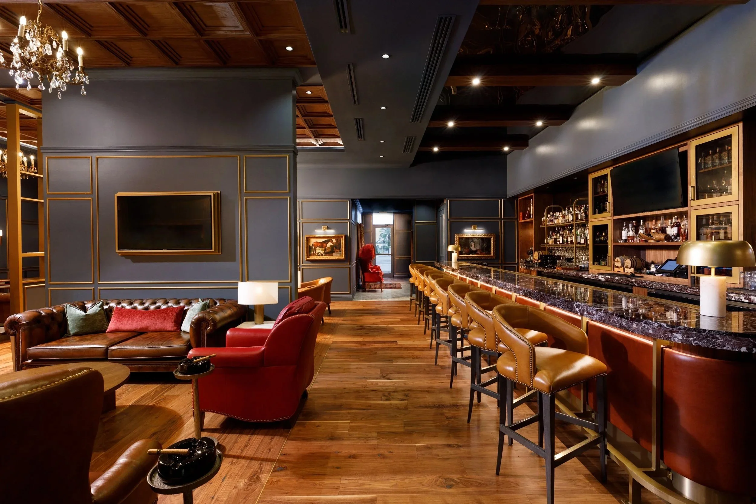  THE DRAWING ROOM: LONDON HOUSE MEMEBERS ONLY CIGAR BAR AND LOUNGE, THE 2,500SF SPACE WAS DESIGN FOR CIGAR AFICIONADOS, COMPOSED OF A RETAIL HUMIDOR FOR THE SELECTION OF THE CIGARS, BAR AND LOUNGE AREAS, CIGAR HUMIDOR STORAGE LOCKERS, PRIVATE LOUNGE 