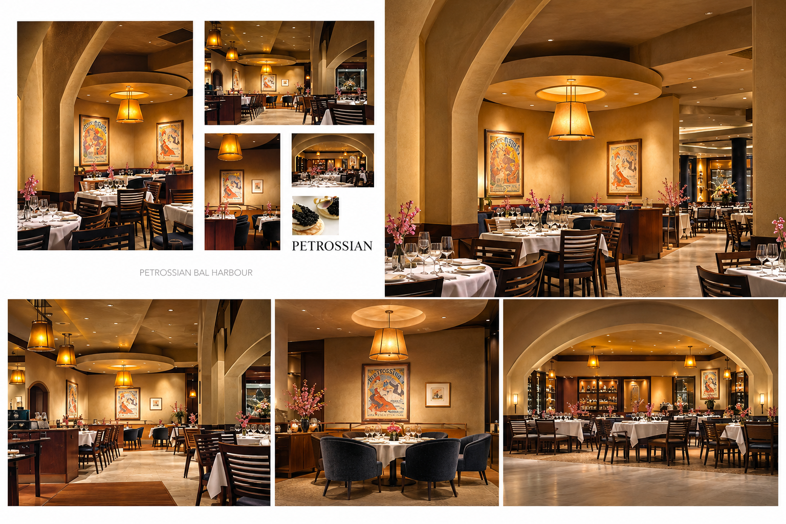  PETROSSIAN RESAURANT BAL HARBOUR FL:  HD Gold key award finalist which featured a warm, elegant restaurant interior with architectural arches, amber pendant lighting, rich wood finishes, and refined dining areas. 