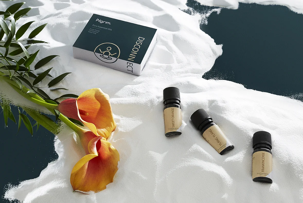 The Disconnect collection of essential oils. Image courtesy of Pilgrim Collection.
