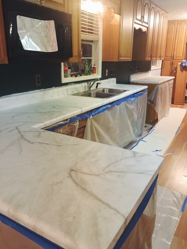 Faux Diy Marble Countertops For Under, How To Paint Wood Countertops Look Like Granite