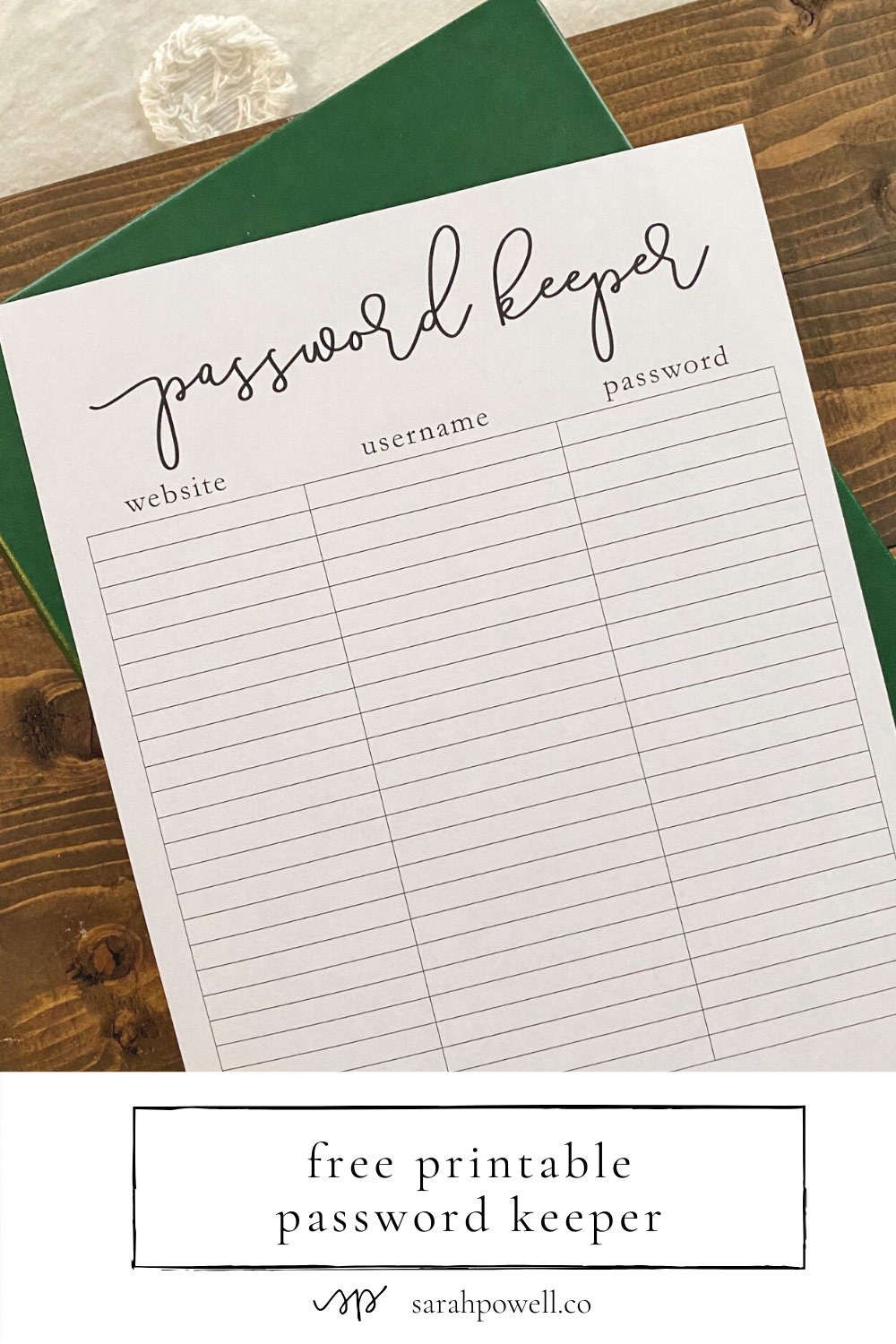 Password keeper template word