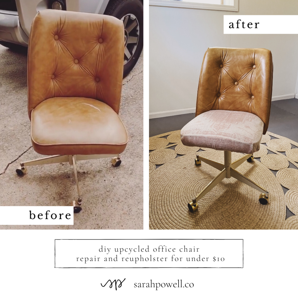 Diy Upcycled Office Chair Repair And Reupholster For Under 10