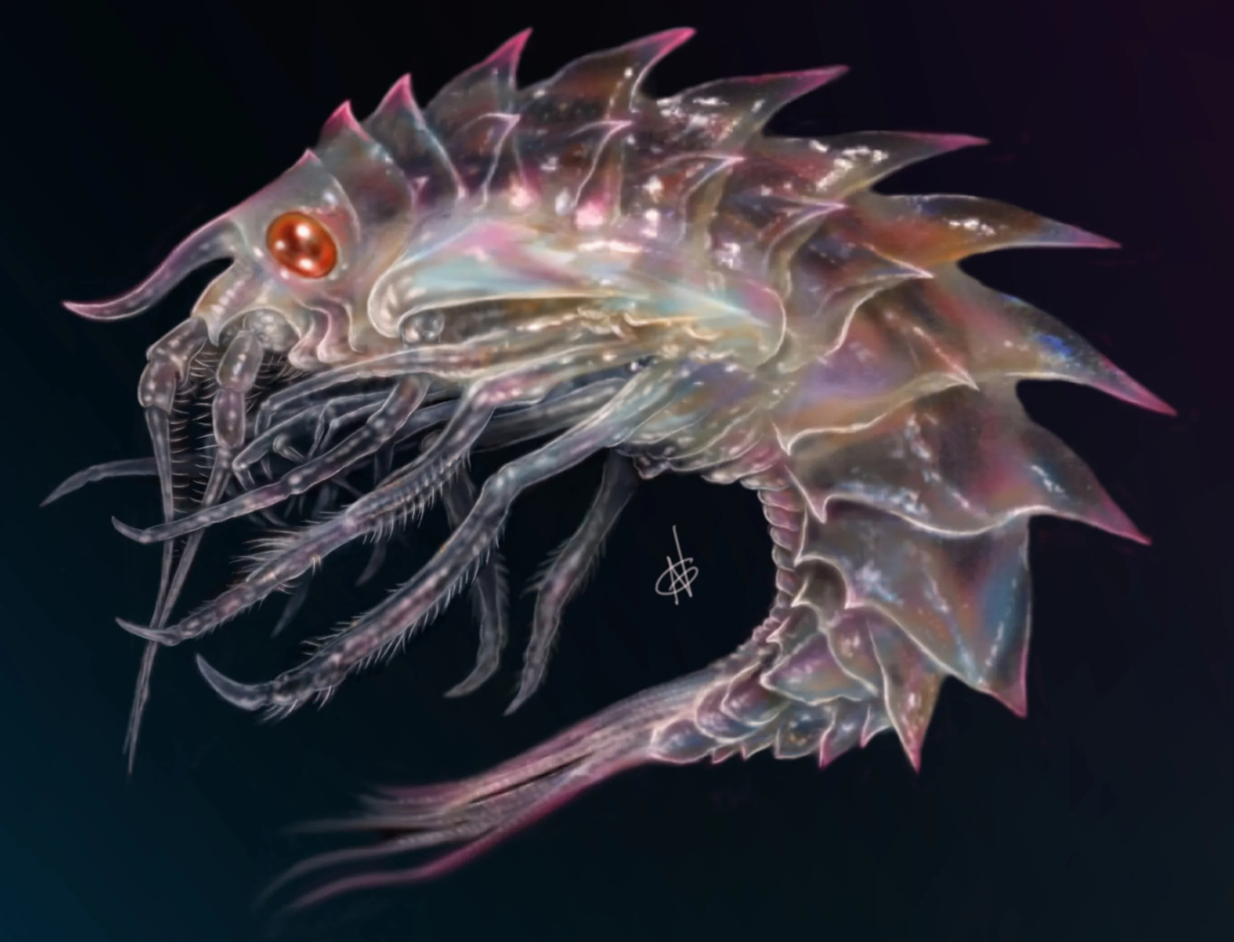 A study on translucence, inspired by a multitude of small to microscopic creatures/parasites within our own oceans.