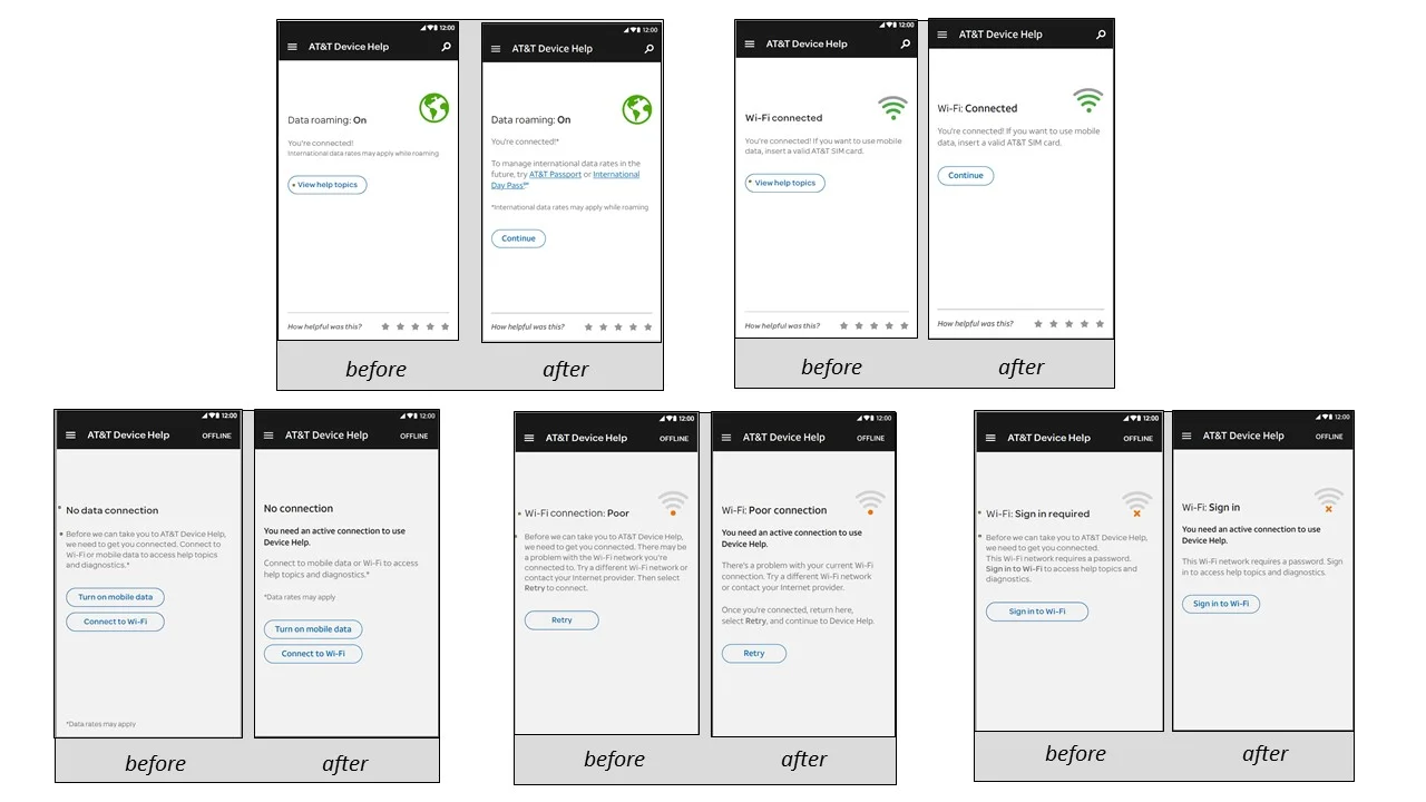NO CONNECTION SCREENS - DEVICE HELP APP