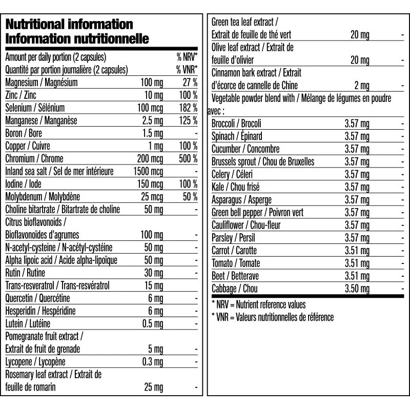 Nutrifii Optimal-M Nutritional Information
