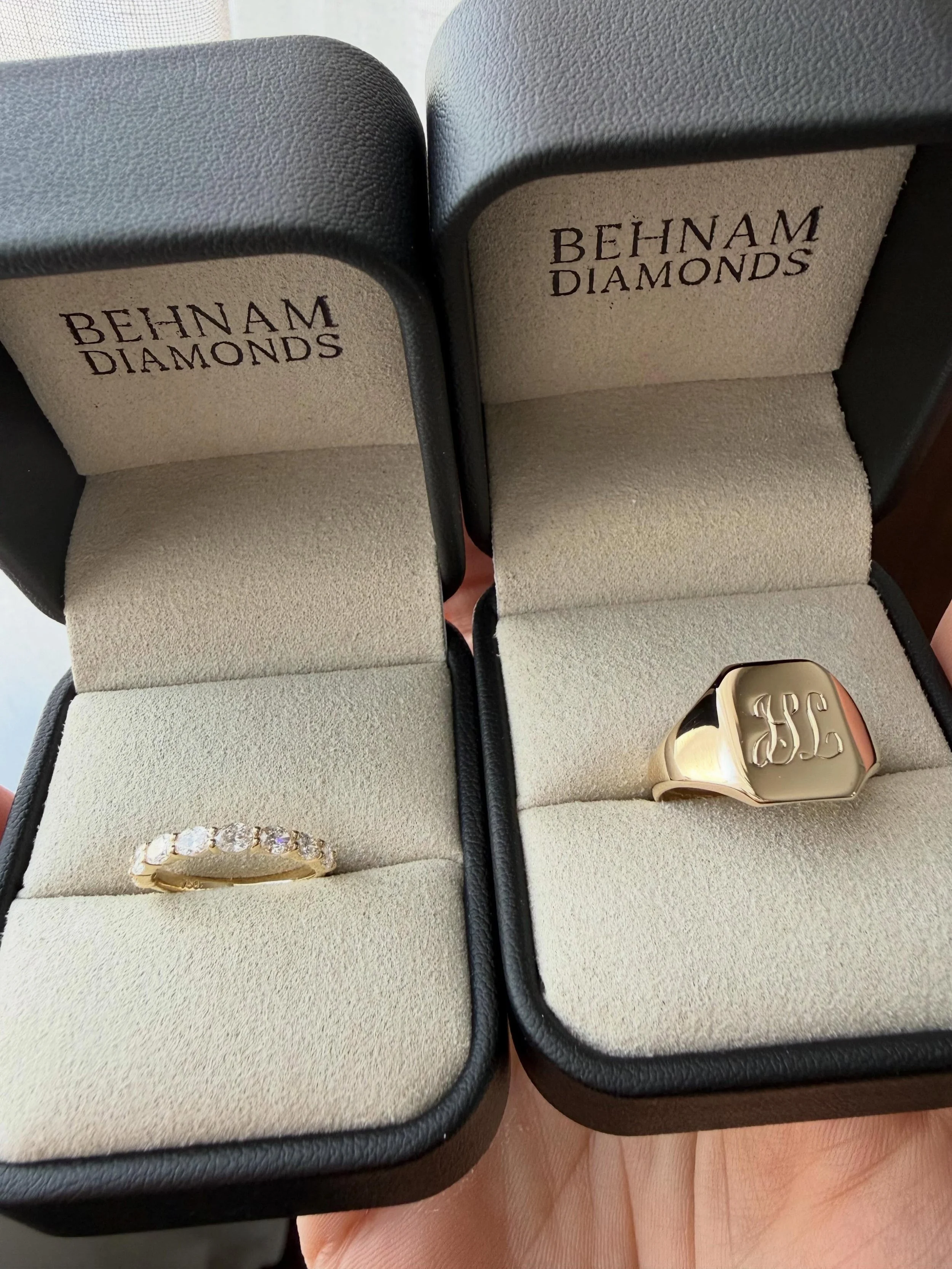 New and old✨

Our east-west oval diamond band for her and a restored heirloom signet for him. Perfection!

#weddingbands #weddingrings #perthbride