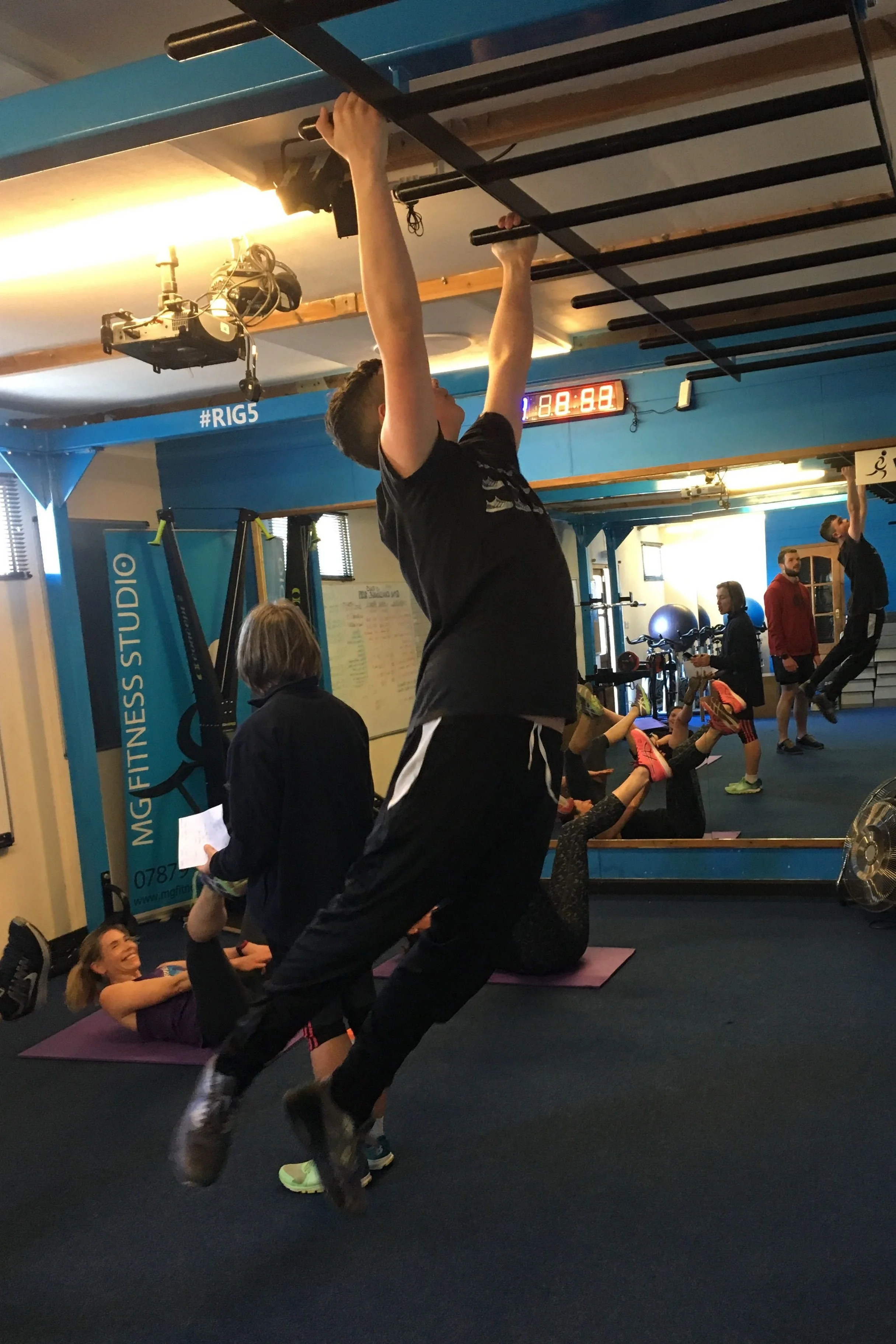 Charlie (year 9) making it across the monkey bars!