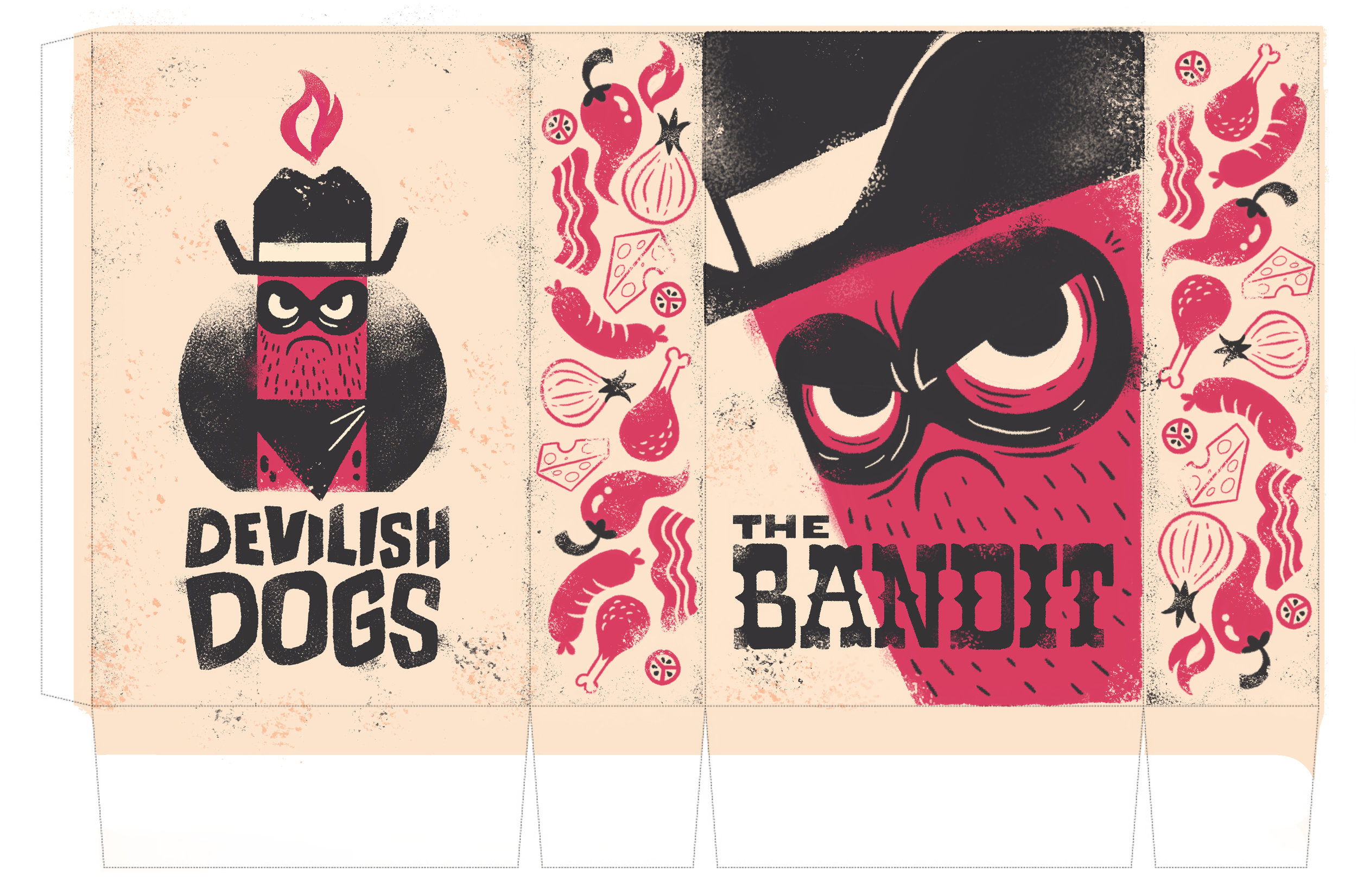 One of three hot dog bag designs inspired by the outlaws of the Wild West.