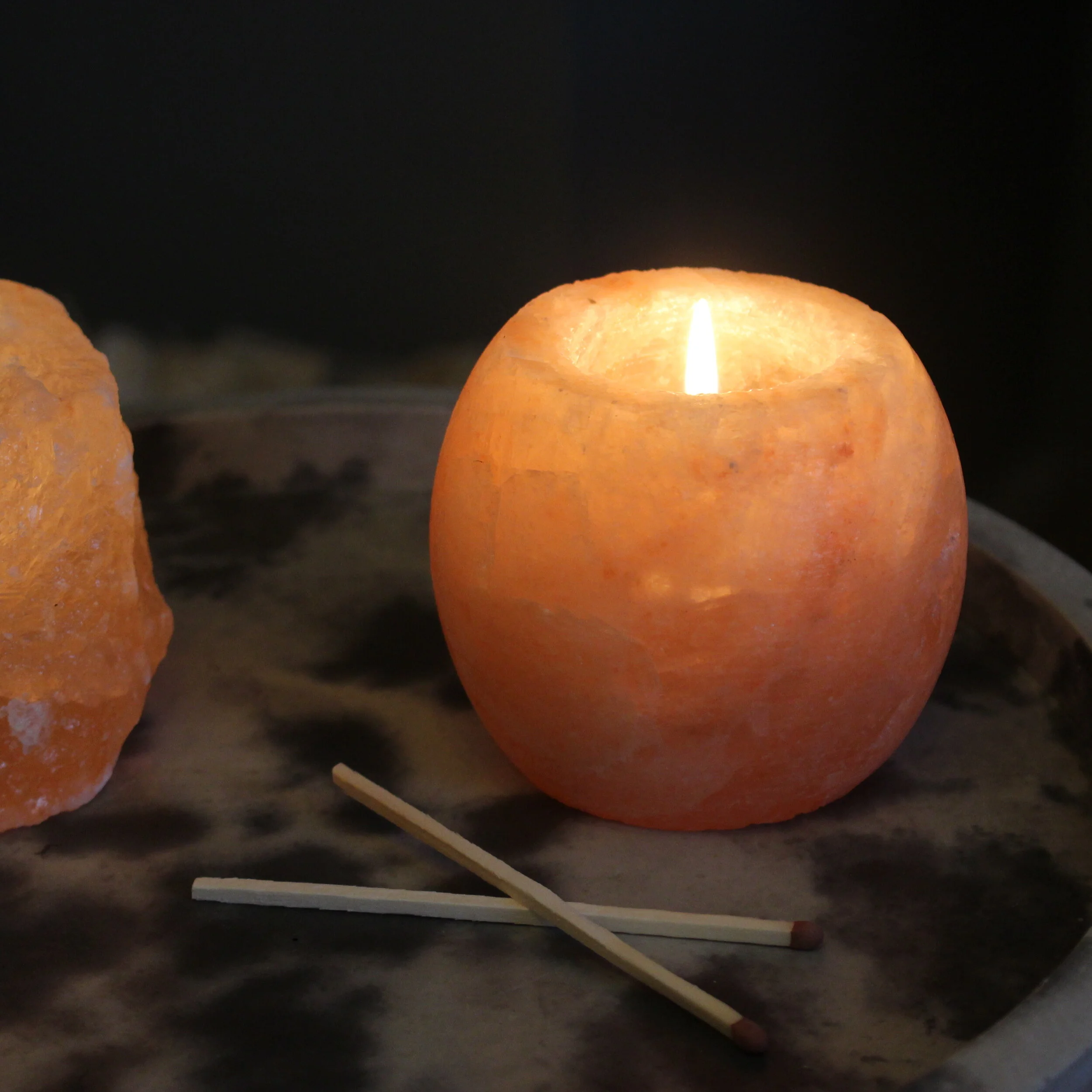 Smooth Himalayan Salt Candle Holder