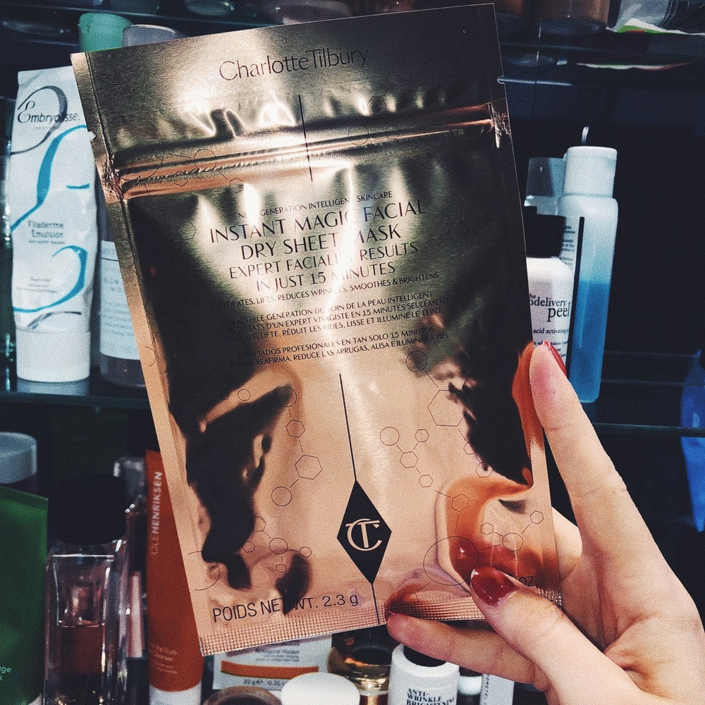 BESIDES THAT I REALLY LIKE THE BRAND, I HAVE BEEN DYING TO TRY THE INSTANT MAGICAL DRY SHEET MASK ROSIE HUNTINGTON-WHITELY AND THE REST OF HOLLYWOOD IS RAVING ABOUT. IT BRIGHTENS, HYDRATES, SMOOTHES, REDUCES WRINKLES AND LIFTS IN ALL 15 MINUTES AND IS SUPPOSED TO DELIVER FACIALIST-LIKE RESULTS. I MEAN...CAN IT GET BETTER? I DON’T THINK SO! THE WEIRD THING, IT’S NOT YOUR REGULAR SHEET MASK DRIPPING IN SOME SERUM - IT’S DRY. HARD TO GET USED TO BUT ONE OF A KIND. THEY ALSO COME IN SINGLES AND MAKE A GREAT, GREAT GIFT. PLUS, IT’S REUSABLE UP TO THREE TIMES. I LEAVE AT SAYING, CHARLOTTE YOU ARE A GENIUS. -T