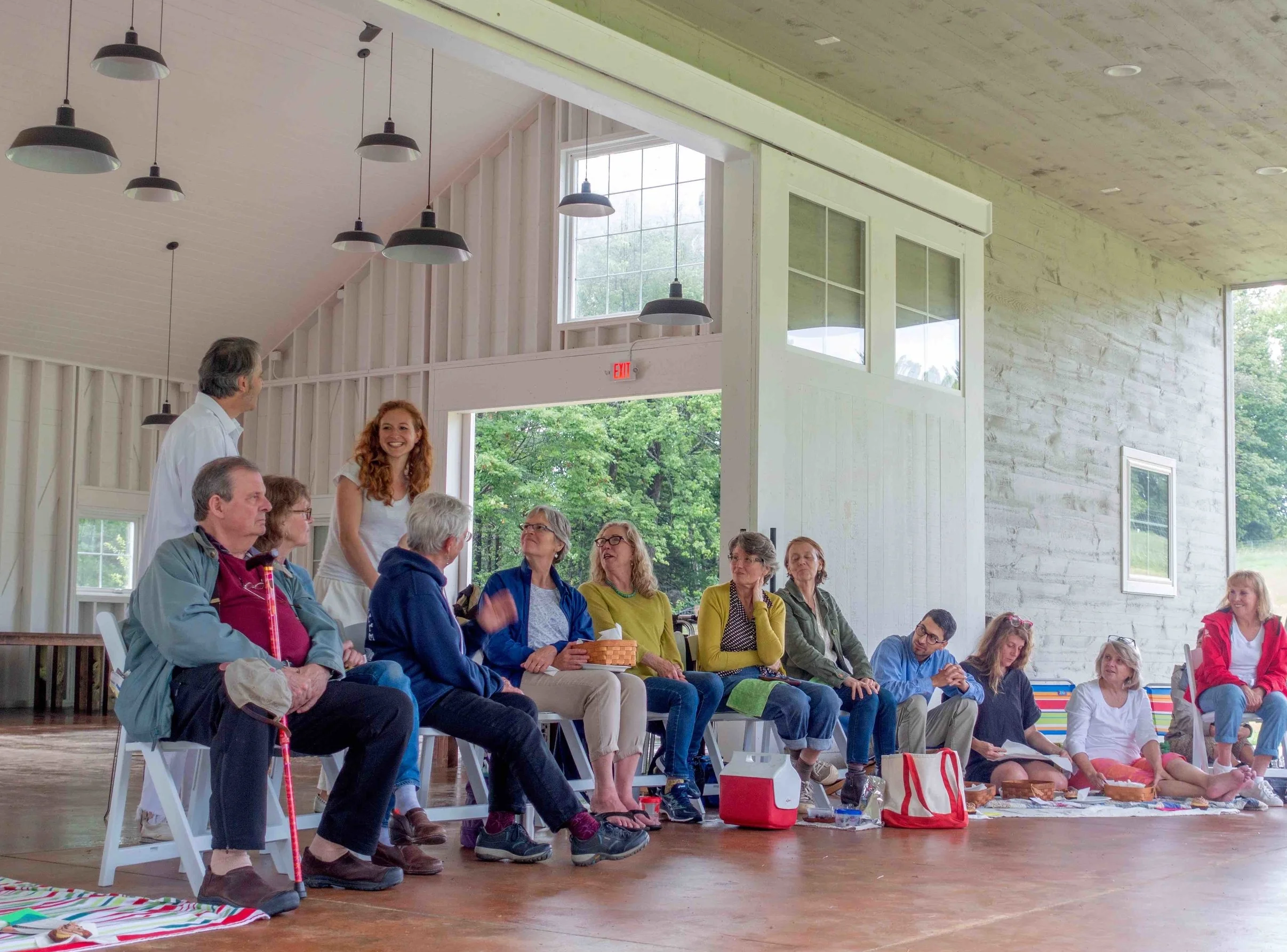 Firelight Founders Jason Lambert and Nora Fiffer at the conclusion of the first episode of We Were Friends performed at Mayfair Farm in Harrisville.