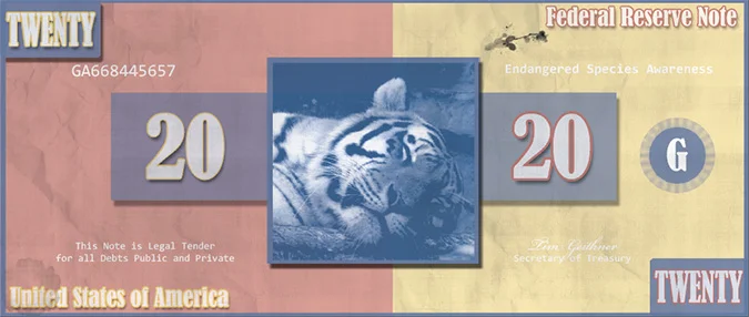  Project to design your own currency, featuring a charitable cause, this bill focuses on endangered species awareness. 
