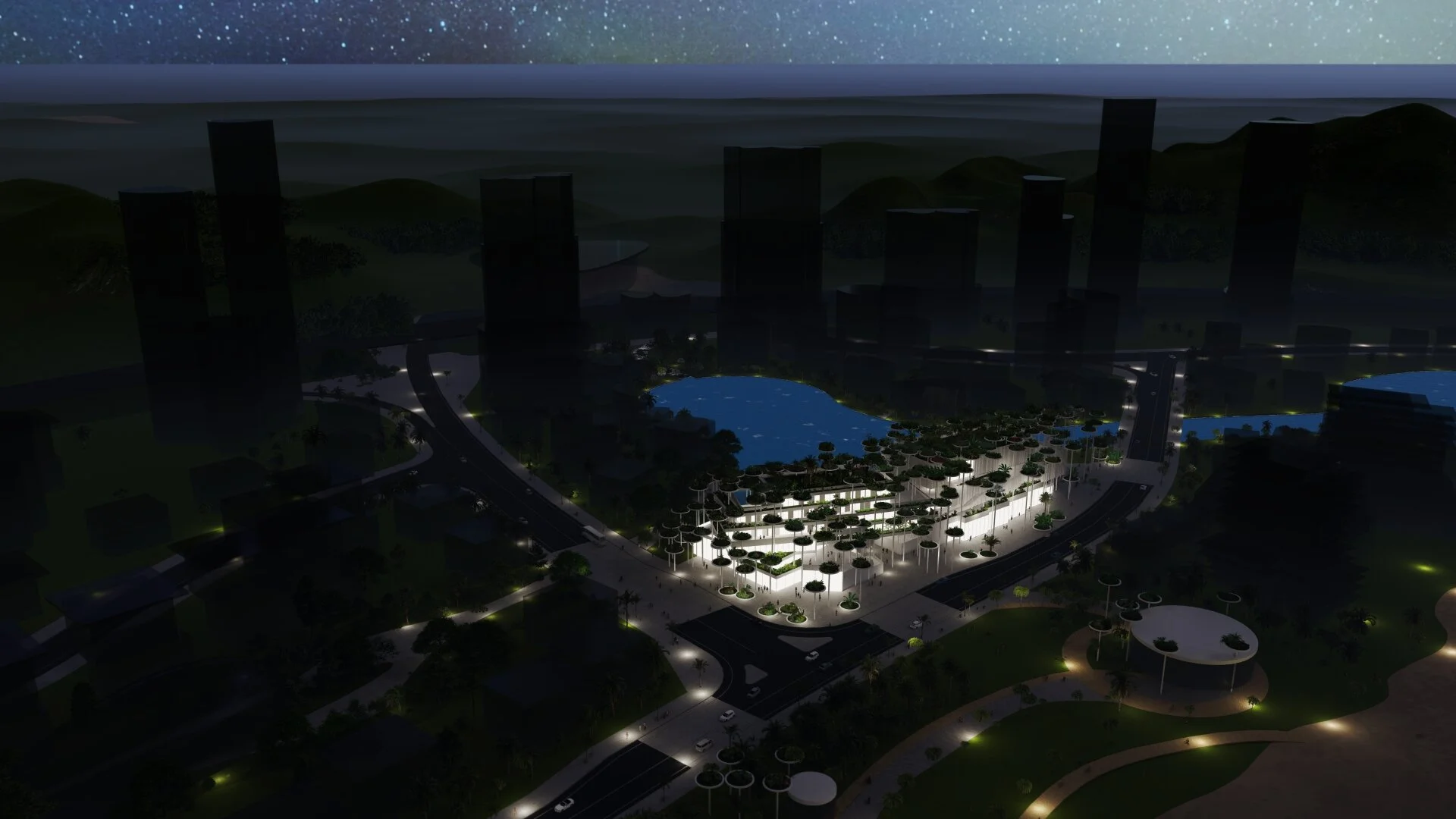 夜景鸟瞰图 AERIAL VIEW BY NIGHT