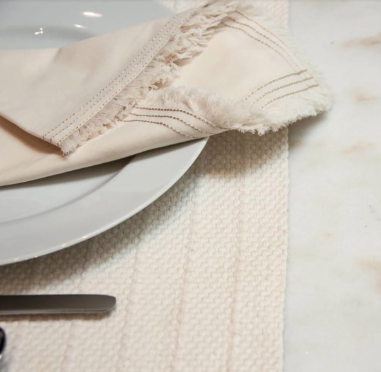 Woven Cotton Runner with Linen Napkins