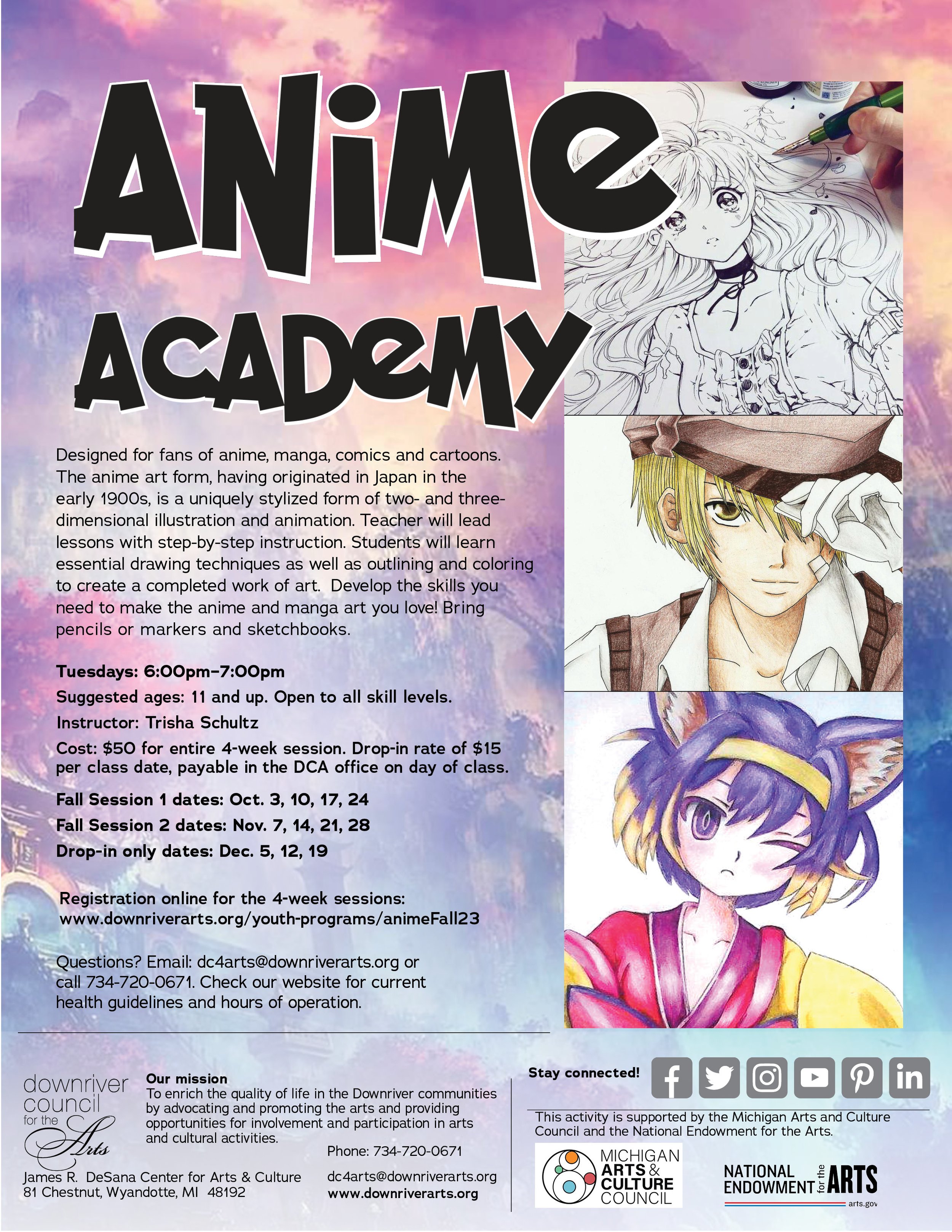 Cancelled - Jr. Anime Class for Ages 5-10 - 03/2020 — Downriver Council for  the Arts