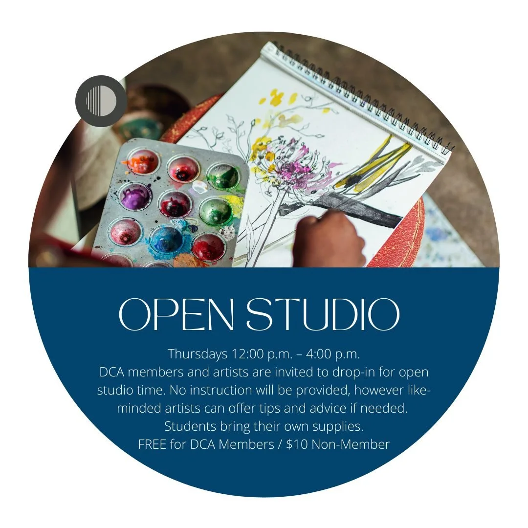 Join us every Thursday for Open Studio at the DCA from 12 to 4 PM! Artists can come on down to create and mingle on the lower level. It's FREE for our current members, and just $10 for non-members.

#openstudio #dca #dropin #studio #artists #create #
