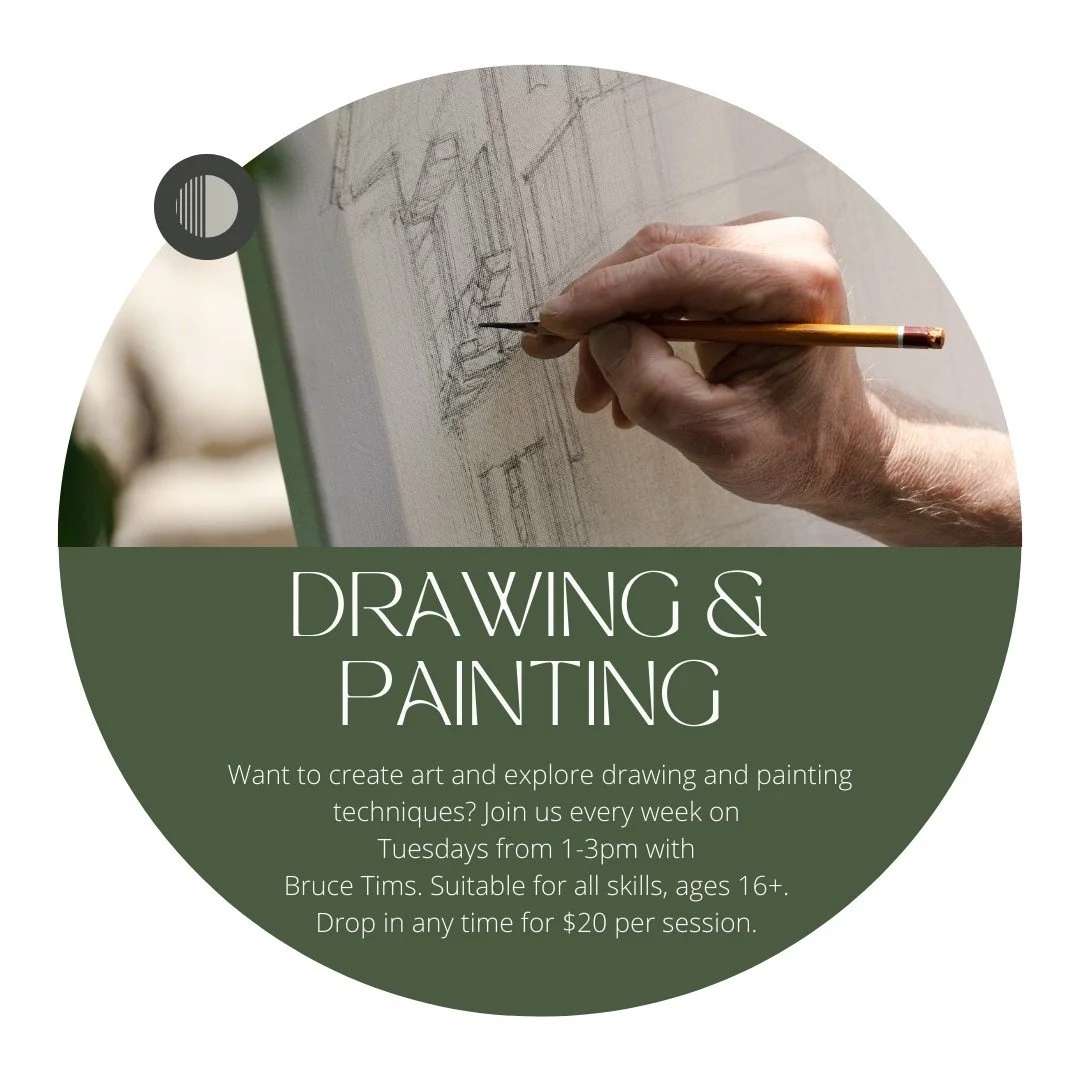 Join the creative fun in Painting &amp; Drawing! 🎨 All skill levels welcome. Ages 16+. Tuesdays from 1:00 p.m. &ndash; 3:00 p.m. 
Led by Bruce Tims, these sessions feature personal coaching, cool demonstrations, and group vibes. Dive into acrylic an
