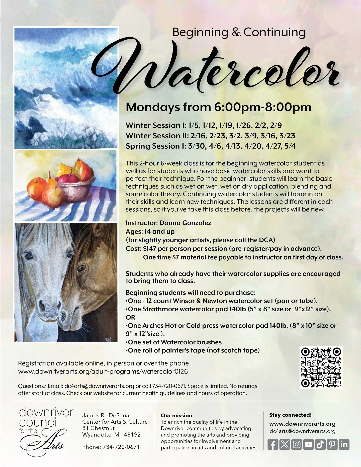 Join our Watercolor class at the DCA 🌈✨ Whether you&rsquo;re just starting out or polishing your technique, this creative community is the perfect place to explore watercolor magic. New sessions is starting 2/16. More info: https://loom.ly/LaPrjxI