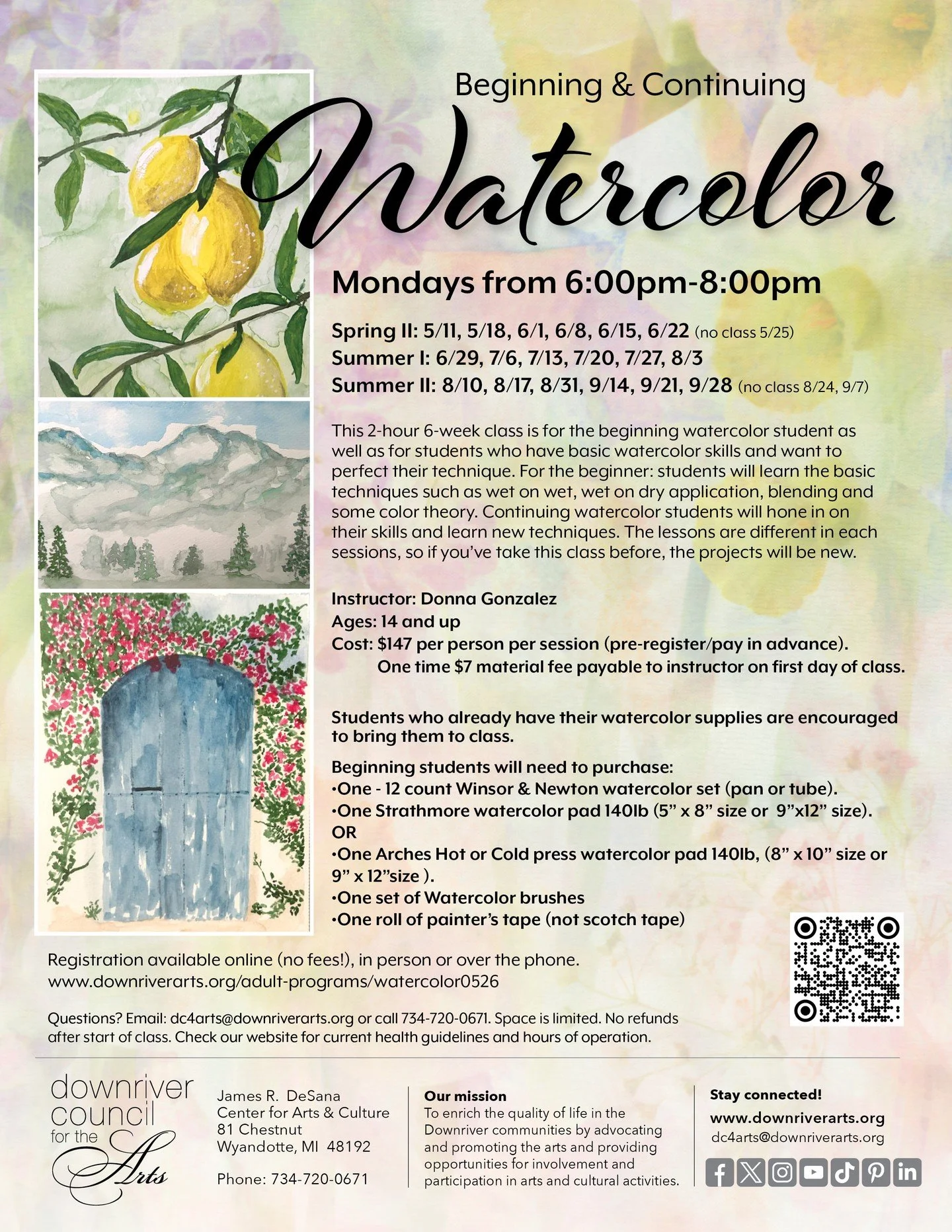Soft washes. Bold color. Tiny happy accidents. 🎨✨
If you&rsquo;ve been wanting to try watercolor, this is your sign. Join our weekly classes and discover techniques, creative inspiration, and a welcoming studio atmosphere where every skill level bel