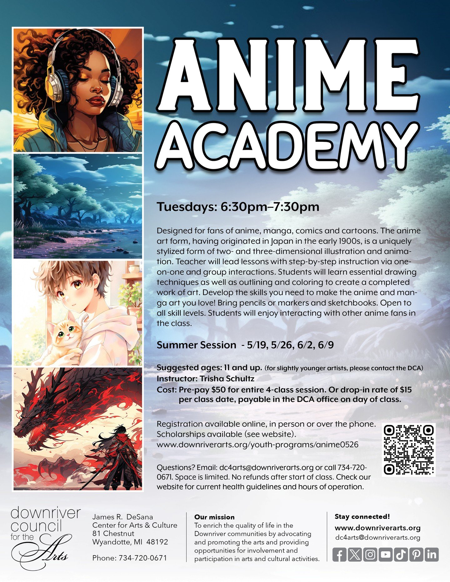 Anime Academy is for young artists who love anime, manga, comics, and cartoons! Students will build drawing skills through guided lessons and creative exploration. 💥 Connect with other anime-loving artists. No experience needed. Just bring your crea