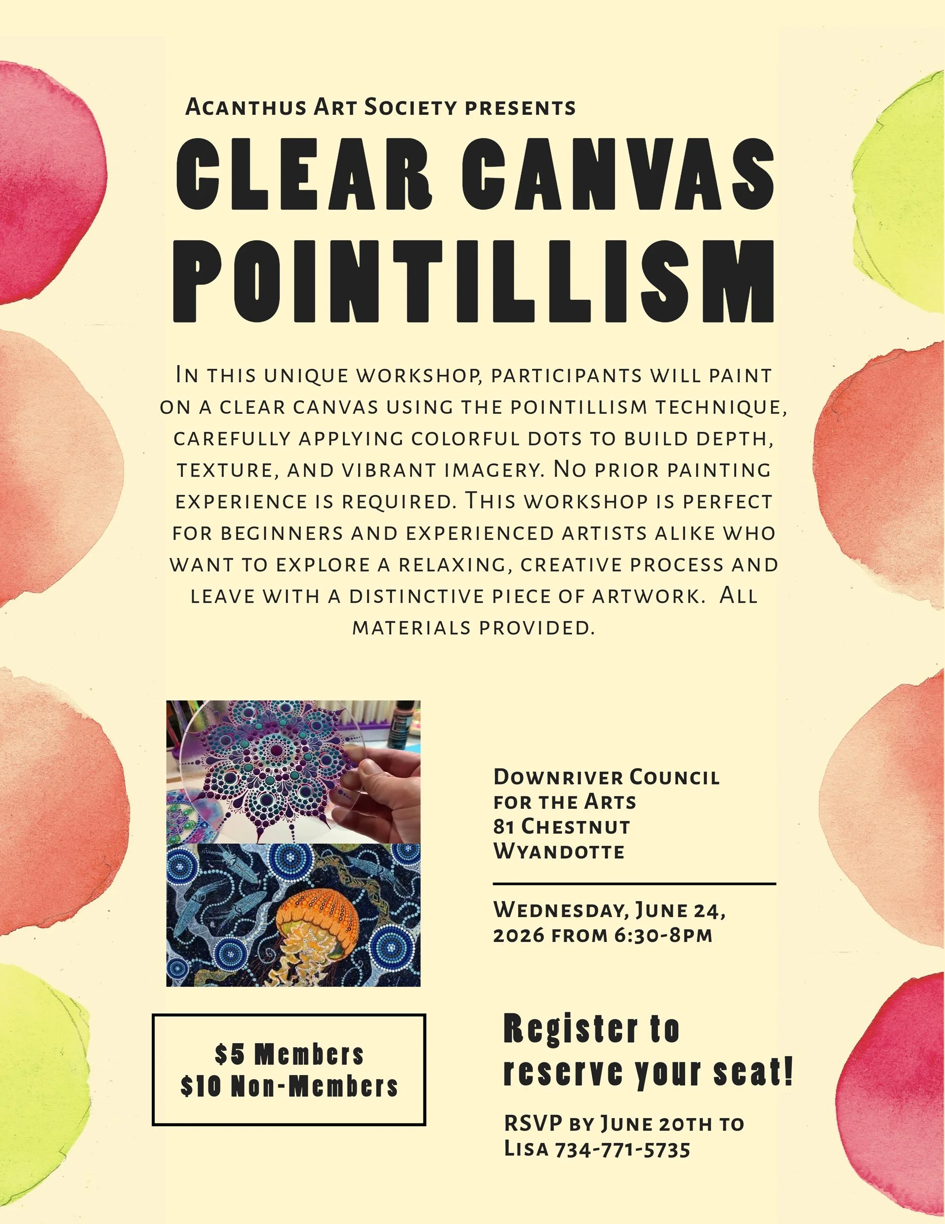 Clear Canvas Pointillism Workshop 6/20/26