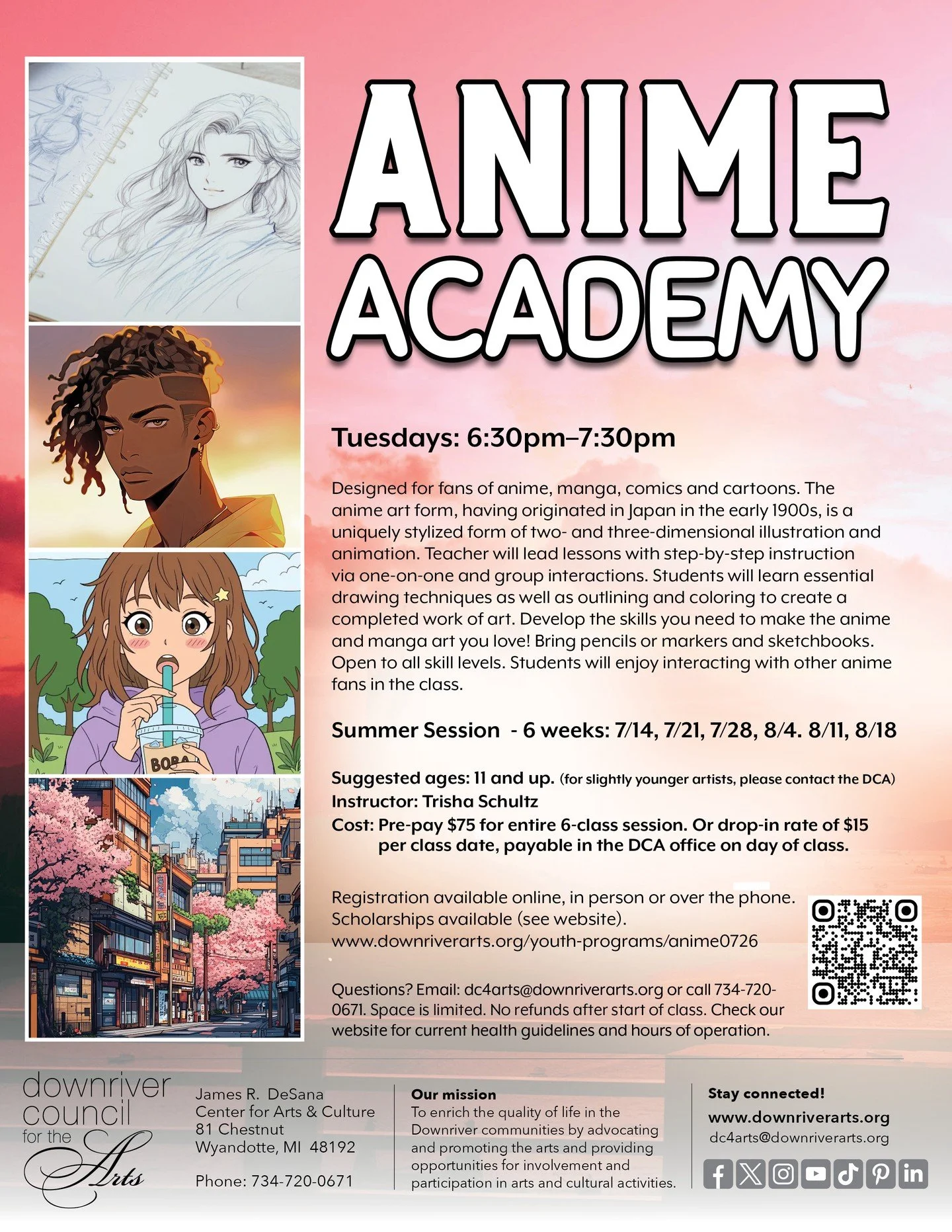 Anime Academy is for young artists who love anime, manga, comics, and cartoons! Students will build drawing skills through guided lessons and creative exploration. 💥 Connect with other anime-loving artists. No experience needed. Just bring your crea
