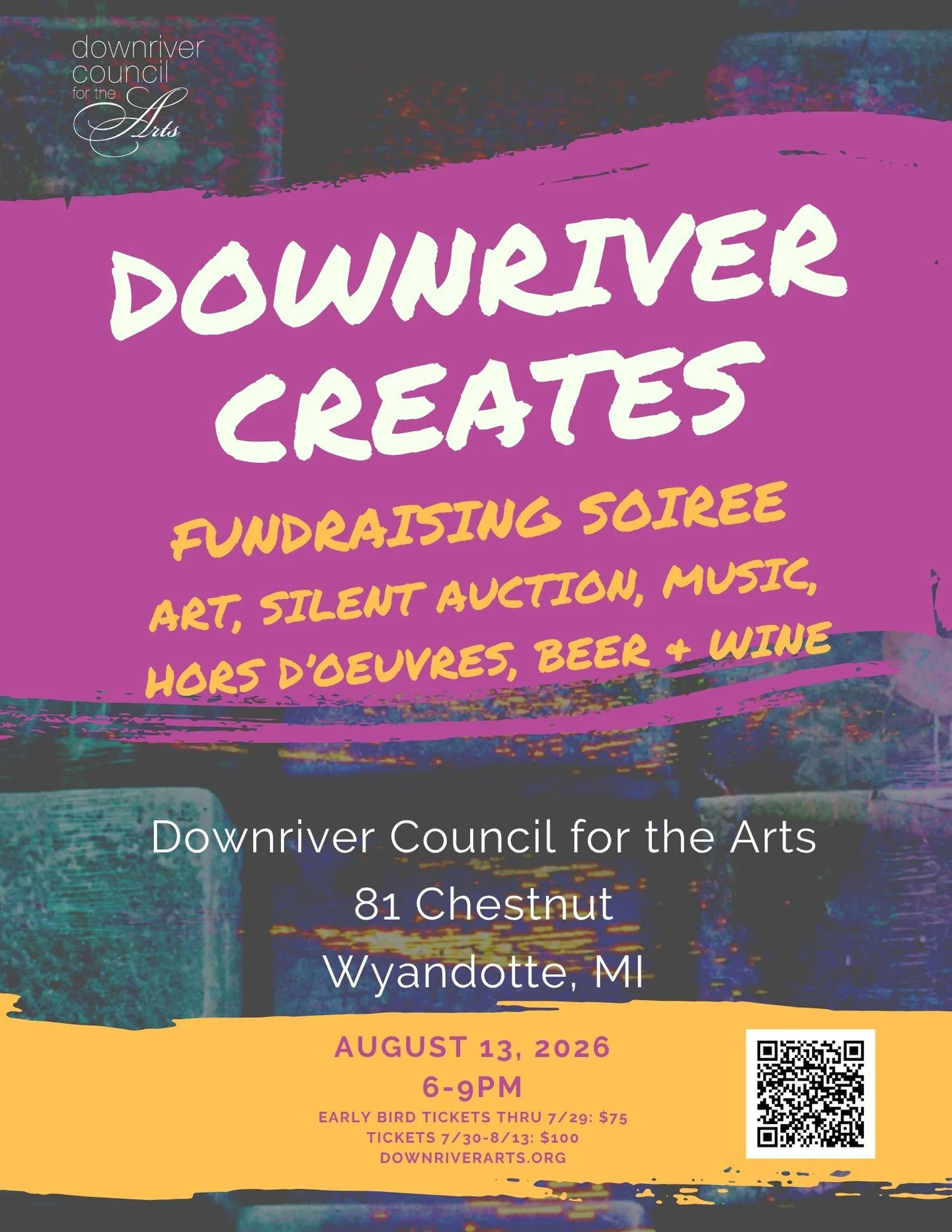 Tickets are on sale now for the DCA&rsquo;s Downriver Creates Soiree!  Our silent auction is packed with unique experiences, artwork, and treasures you'll want to take home. Pair that with live music, delicious food, great company, and an evening cel