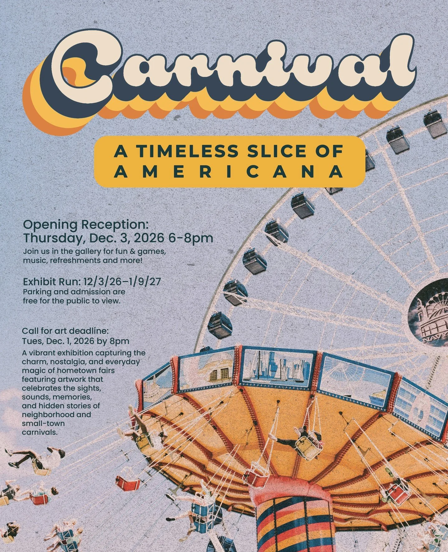 Call for art! 
Carnival: A Timeless slice of Americana
The Downriver Council for the Arts invites artists using all mediums to submit works for Carnival, a vibrant exhibition capturing the charm, nostalgia, and everyday magic of hometown fairs. From 