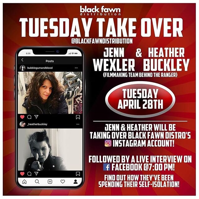 With SPECIAL SURPRISE GUESTS!  Keep your eyes on that insta live 👀 .
.
.
#Repost @blackfawndistribution &bull; Exciting News! Black Fawn Distribution is starting a new weekly event called Takeover Tuesdays! Each week, a Black Fawn Distro alumni will