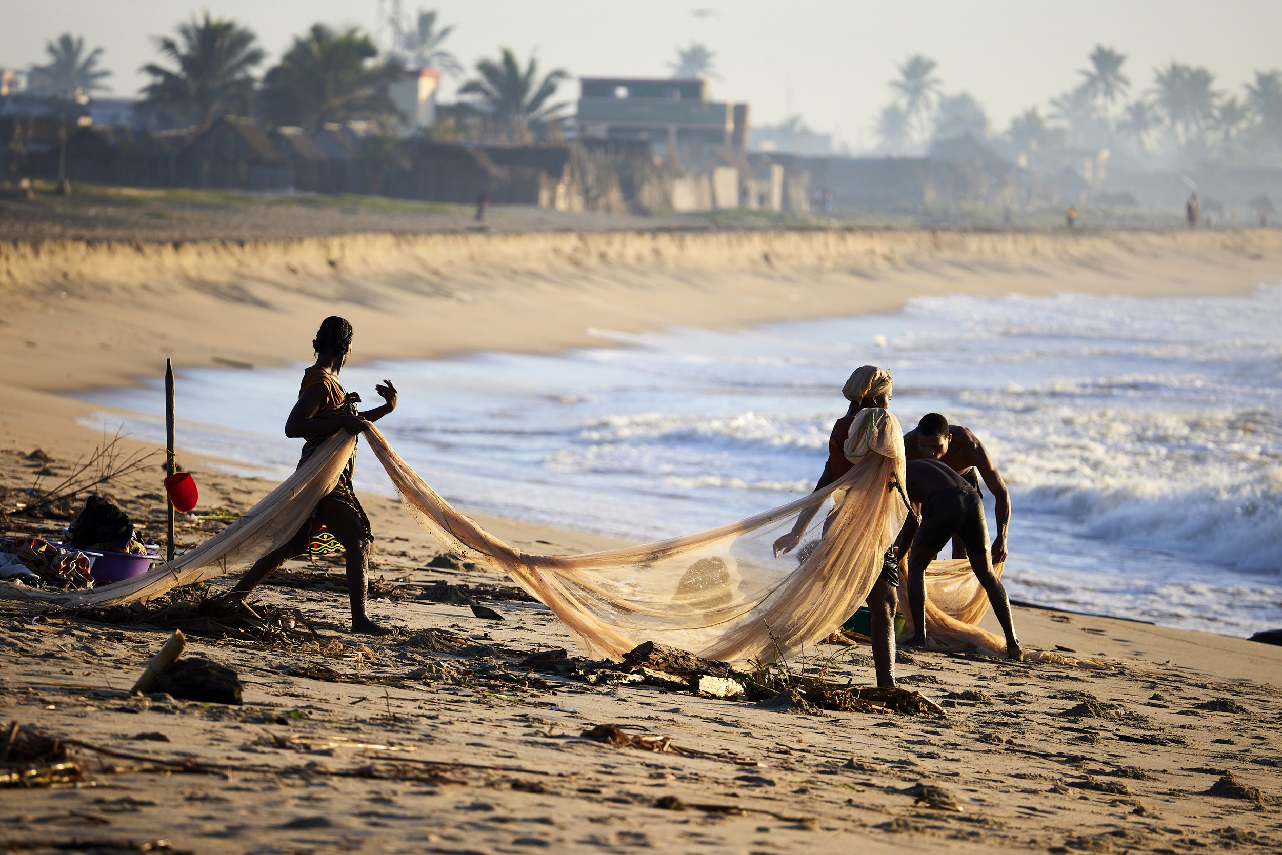 Indian Ocean, shore, nets, and coastal presence