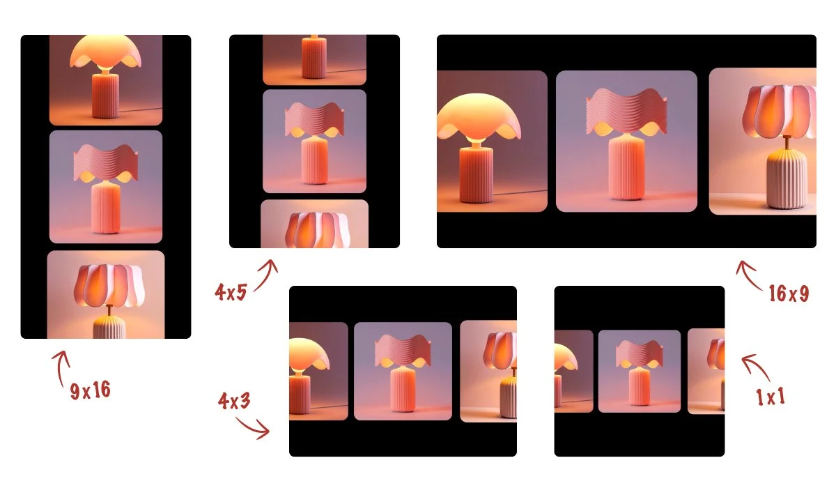 Various aspect ratios for socials