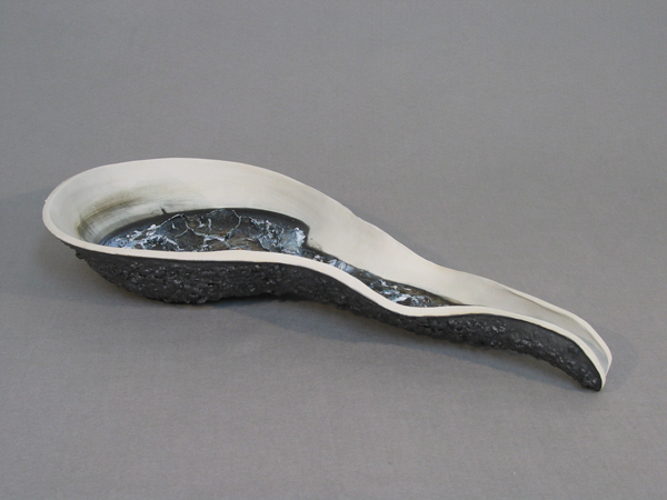    Catchbasin,  2004, 26” x 13” x 3.5”, glazed stoneware, fired glaze sediments  
