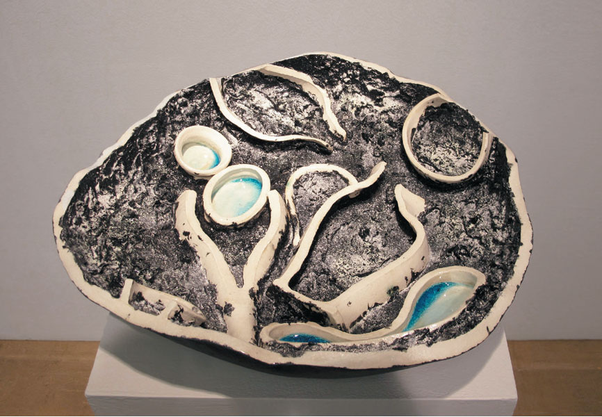   Winter Flotsam,  2017, 20” x 19.5” x 3.5”, slip painted and glazed stoneware, dry applied and fired surface treatment  