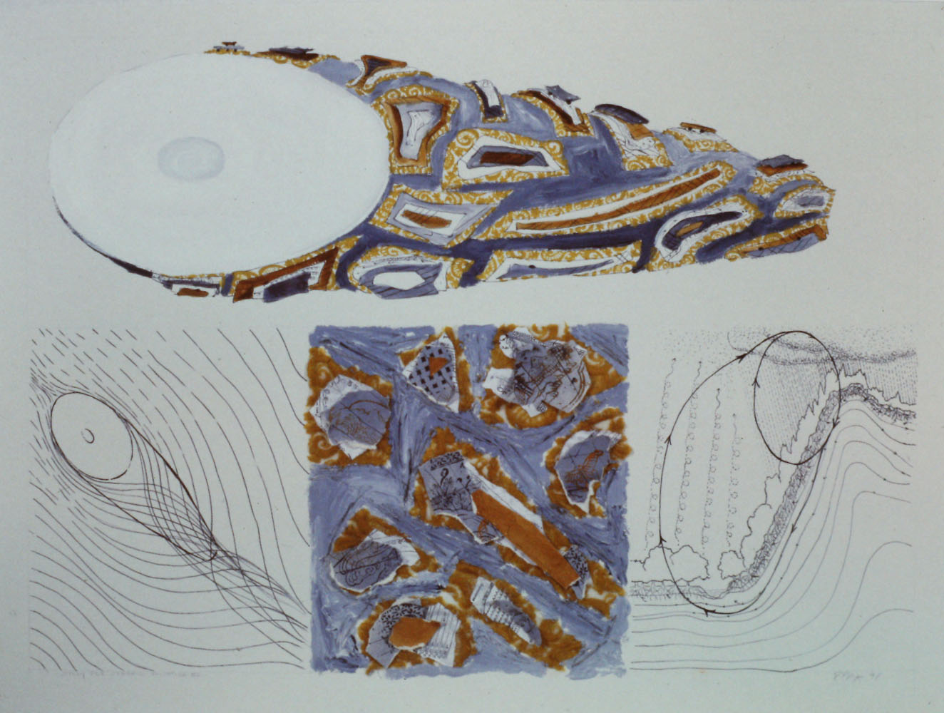    Study for Seto Swirl,  1998, 22” x 30”, mixed media and collage on paper  