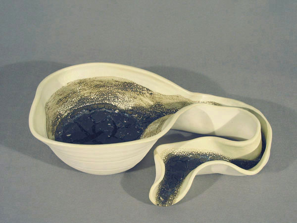    Source,  2005, 18” x 11.5” x 5”, glazed porcelain, fired glaze sediments  