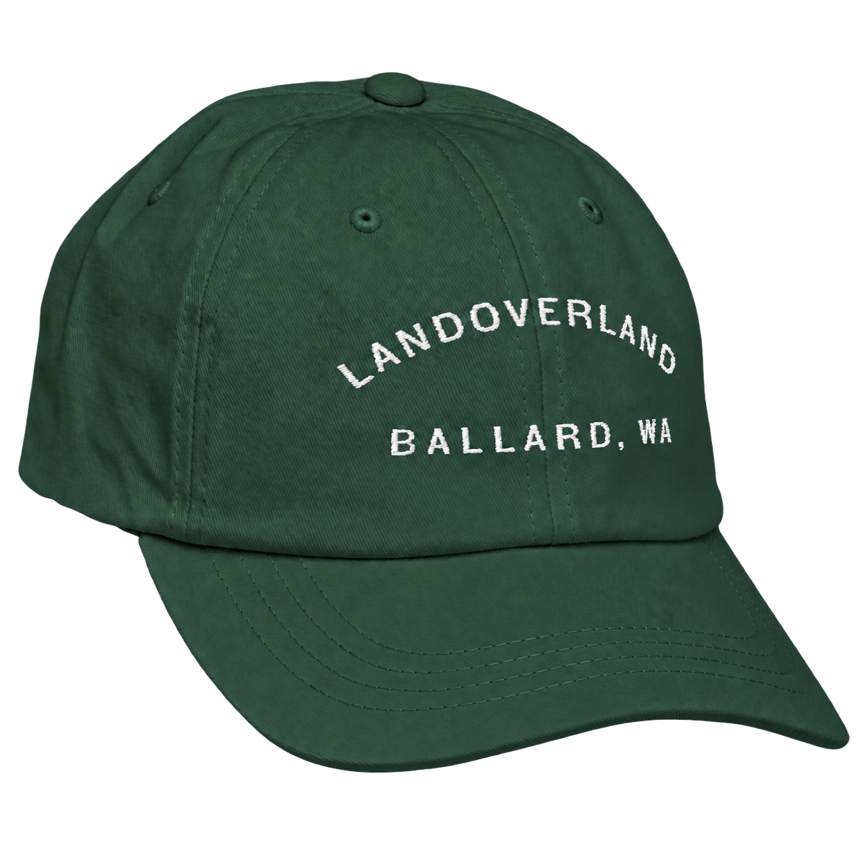 Angled Forest Green Cap with White Lettering.png