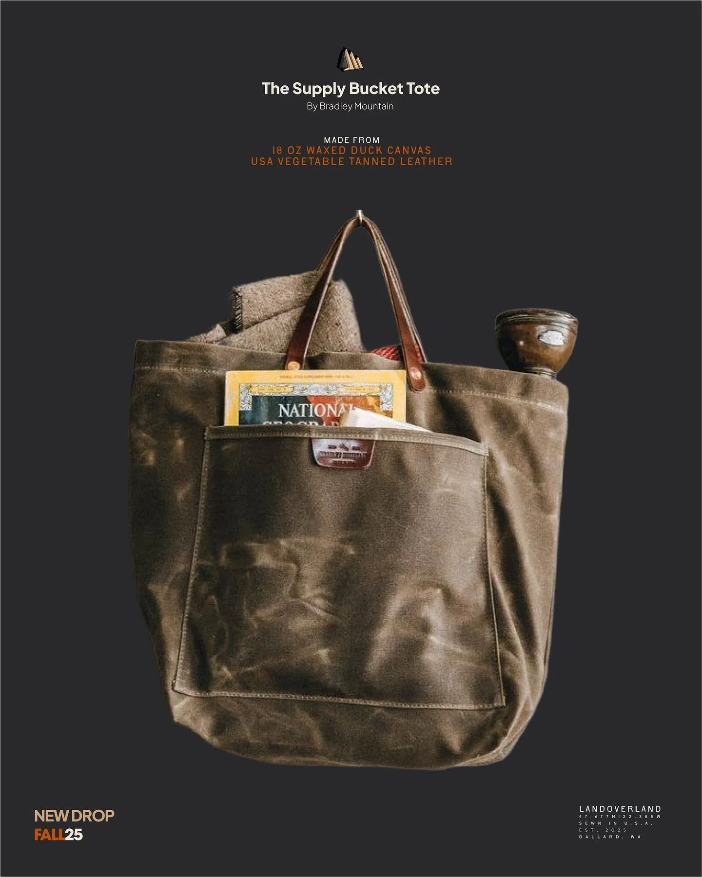 Meet the Supply Bucket Tote built for the haul. 
Waxed duck canvas. Veg-tanned leather. Hide-away strap. Made in the USA by Bradley Mountain, chosen by Landoverland for grit and utility.

www.landoverland.com 

From the farmer&rsquo;s market to the w