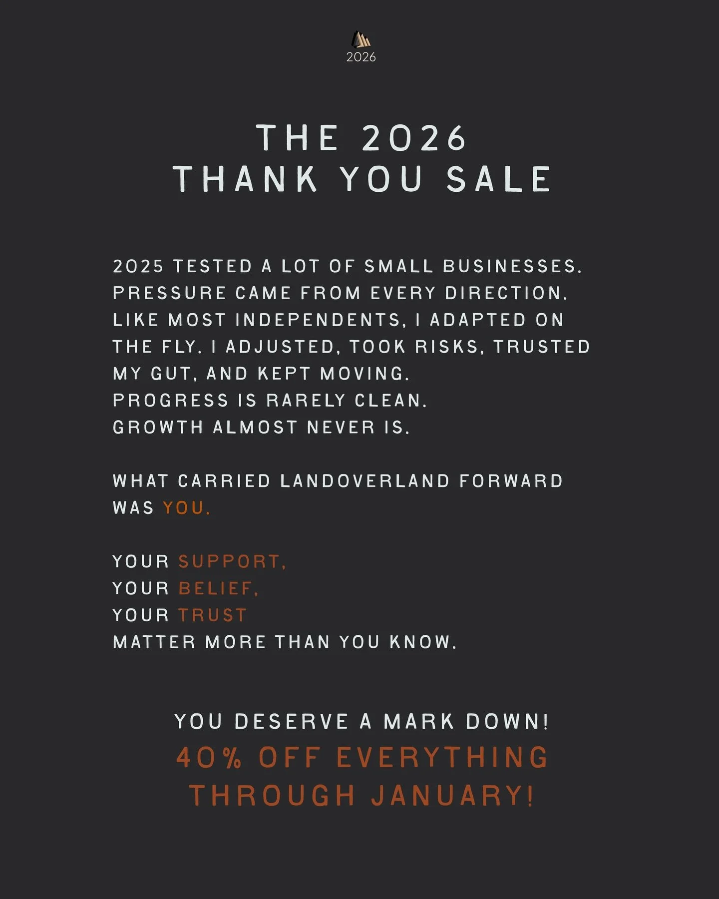 Independent. Sustainable. Still standing.
Thanks to everyone who backed LANDOVERLAND this year.
Natural fibers. Elevated essentials. No overthinking required.
Put it on and go live your day.