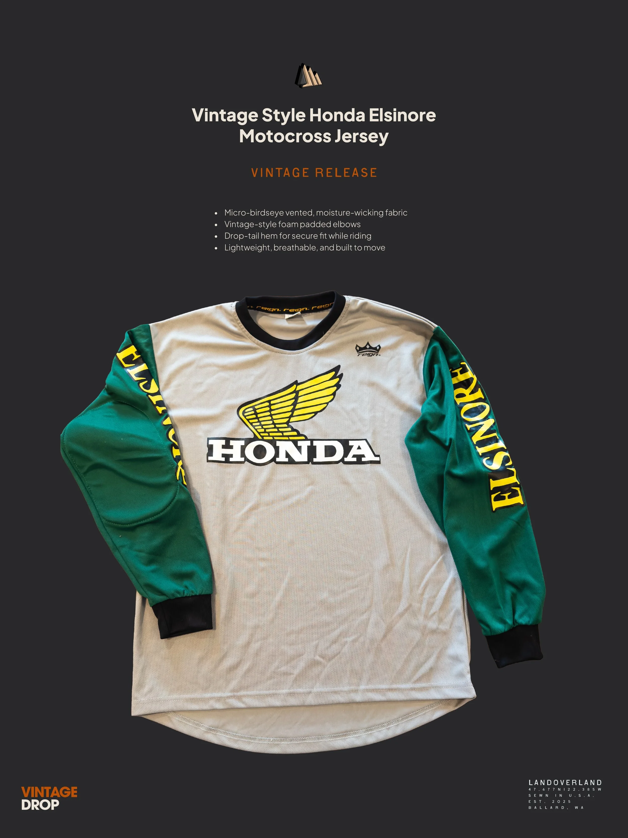 The Vintage Elsinore Jersey

Inspired by the golden era of motocross. Back when bikes were loud, roads were dusty, and Steve McQueen made riding look like freedom.

Built from breathable micro-birdseye fabric with vintage-style foam padded elbows, th