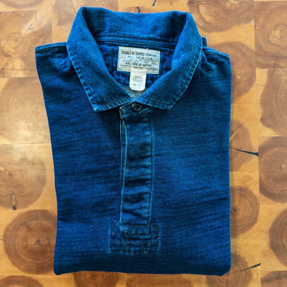 Landoverland RRL Indigo French Terry Rugby Shirt21.JPG