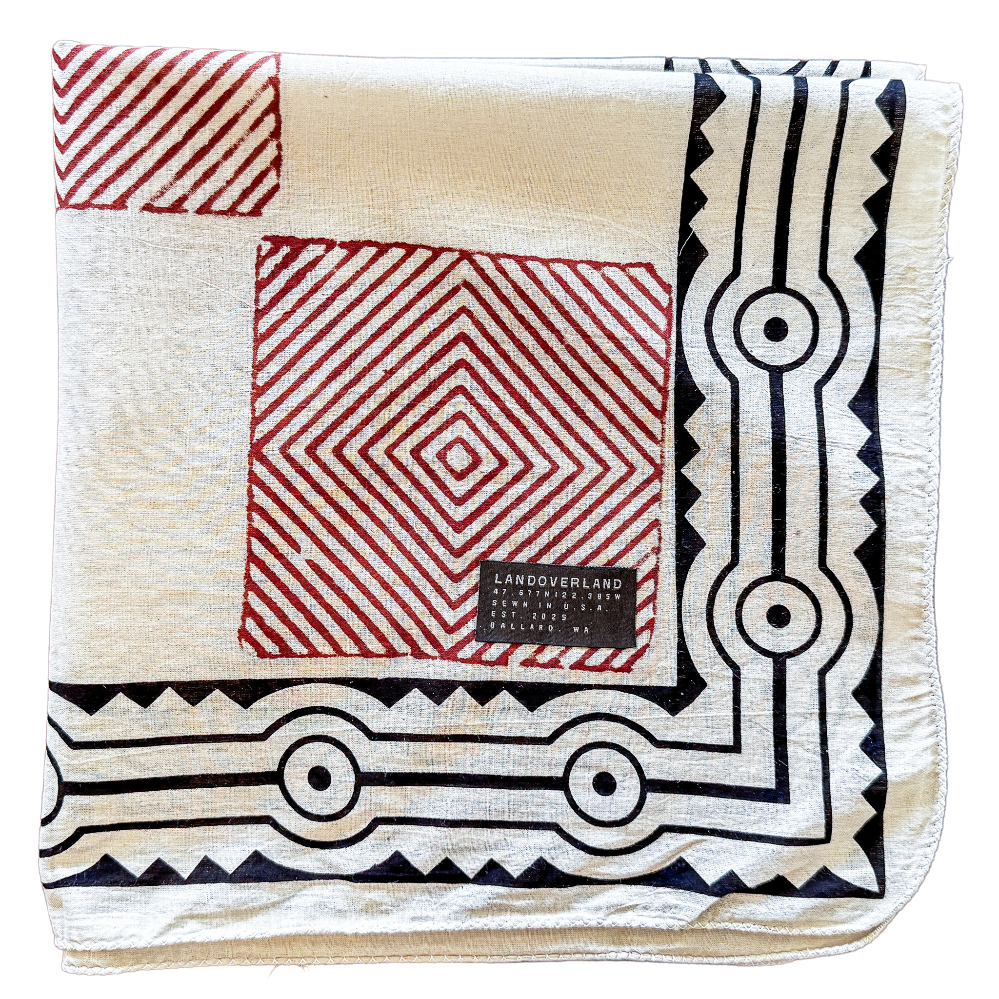 Landoverland Black Red Blocks bandana2.png