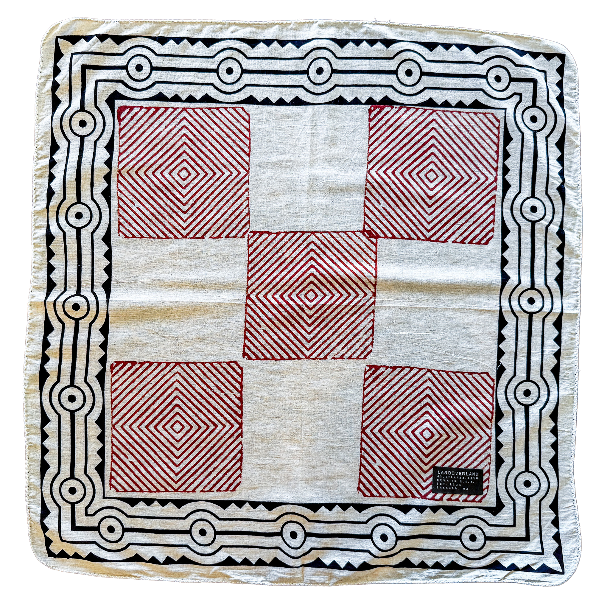 Landoverland Black Red Blocks bandana1.png