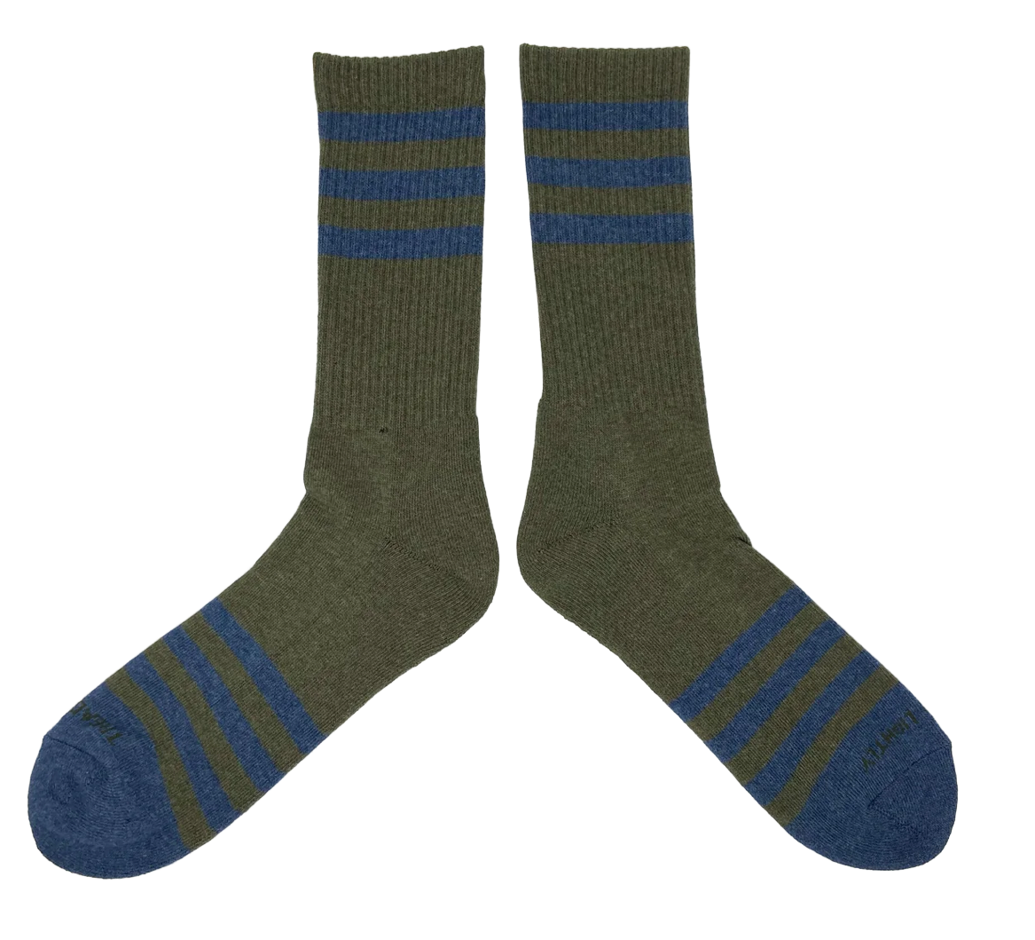 Premium Cotton Socks - Olive/Navy
