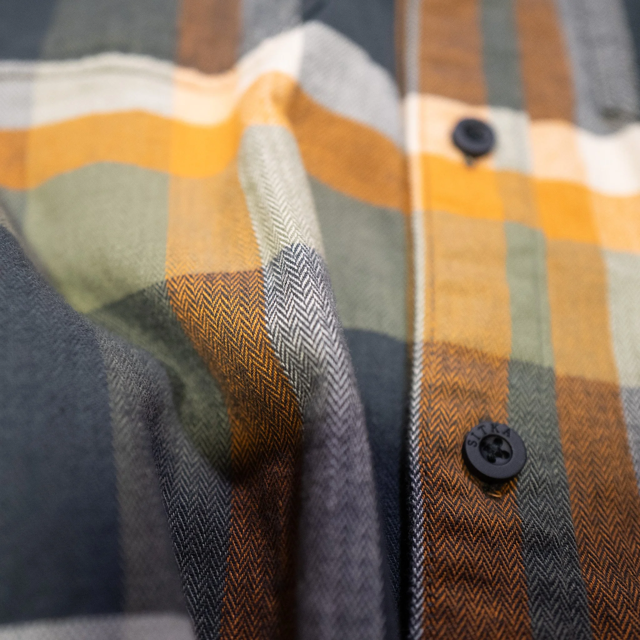Landoverland Sitka Gear Plaid Flannel Shirt Yellow White Grey16.jpg