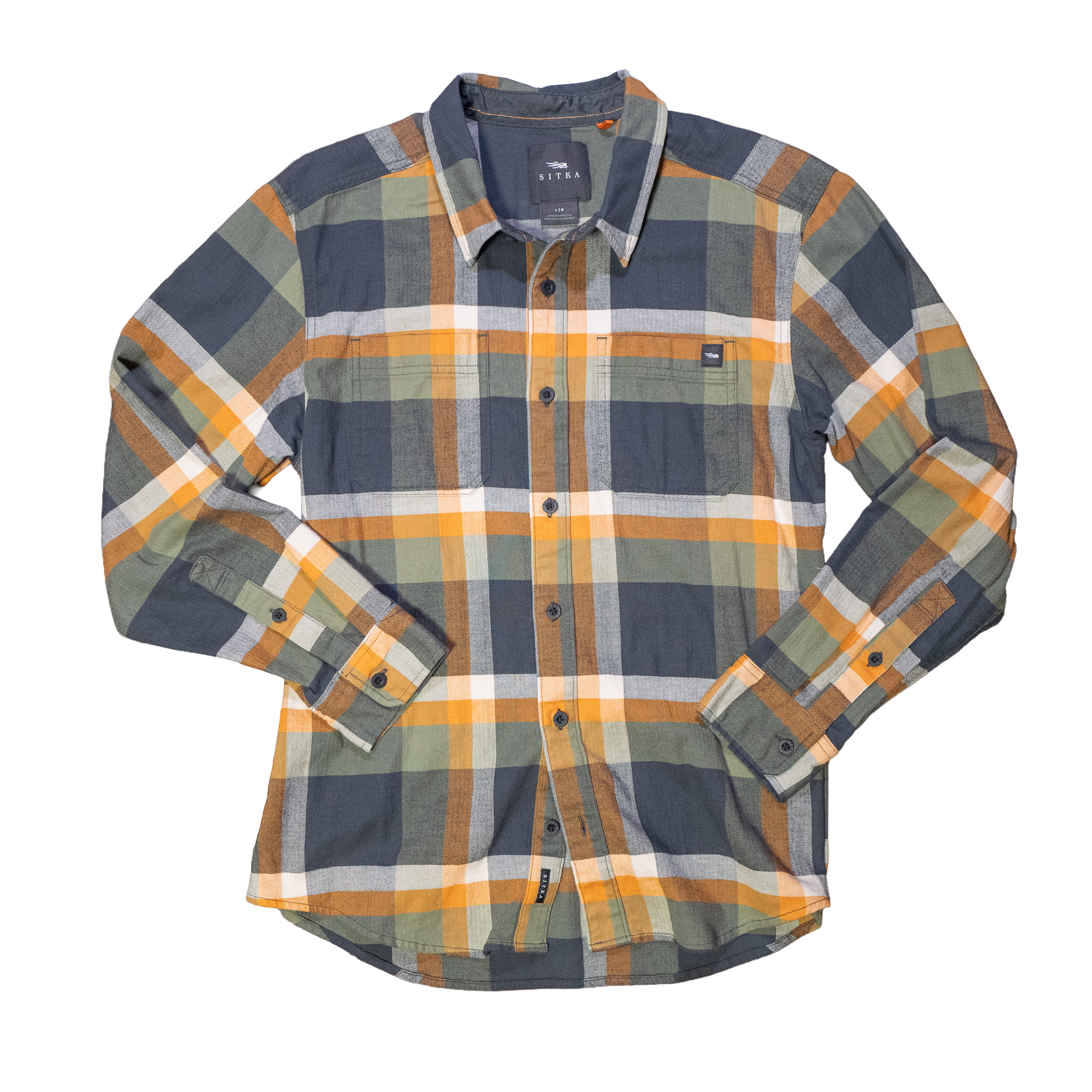 Landoverland Sitka Gear Plaid Flannel Shirt Yellow White Grey2.png