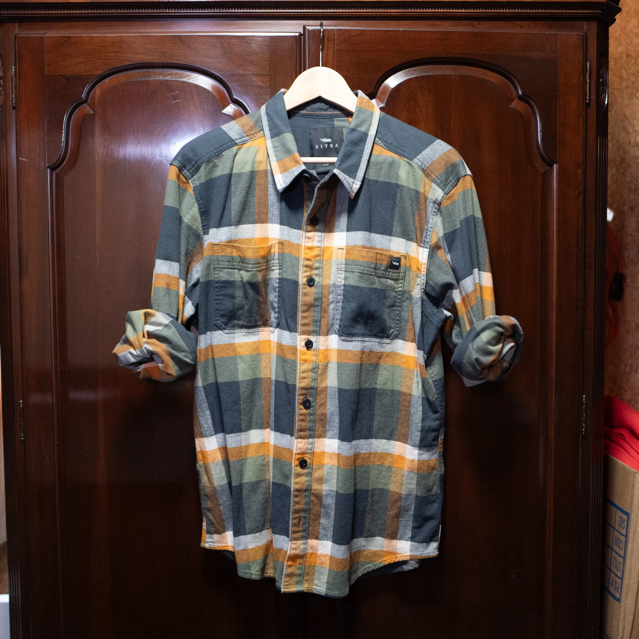 Landoverland Sitka Gear Plaid Flannel Shirt Yellow White Grey17.jpg