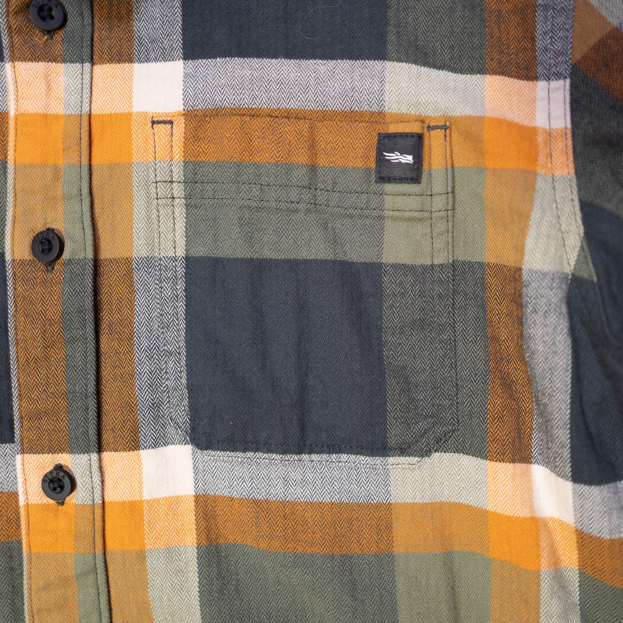 Landoverland Sitka Gear Plaid Flannel Shirt Yellow White Grey3.jpg